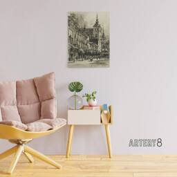 "Artery8 Joseph Pennell The Zocodover Toledo Cityscape Drawing Canvas Art Print in Grey - Size: W12"" x H16""" - thumbnail 3
