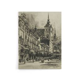 "Artery8 Joseph Pennell The Zocodover Toledo Cityscape Drawing Canvas Art Print in Grey - Size: W12"" x H16""" - thumbnail 1