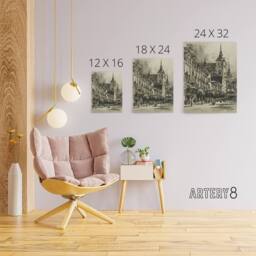 "Artery8 Joseph Pennell The Zocodover Toledo Cityscape Drawing Canvas Art Print in Grey - Size: W12"" x H16""" - thumbnail 4