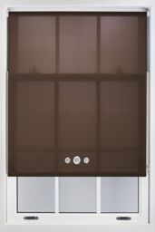 Furnished Mocha Brown Daylight Roller Blind with Triple Chrome Round Eyelets - Trimmable Window Shade in Chocolate - Size: 90 cm width x 165 cm drop - thumbnail 1