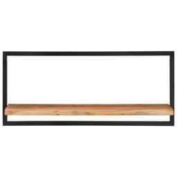 Berkfield Home Wall Shelves 2 pcs 80x25x35 cm Solid Wood Acacia & Steel in Brown - Size: 80 x 25 x 35 cm - thumbnail 2