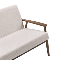Wyld and Coco Retro 2-Seater Sofa Beige and Dark Brown Polyester Wood Frame - thumbnail 7
