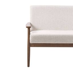 Wyld and Coco Retro 2-Seater Sofa Beige and Dark Brown Polyester Wood Frame - thumbnail 6