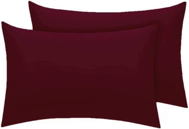 Homes-Linen Luxury Percale Polycotton Housewife Pillowcases 50x75cm Pack of 2 in Wine - Size: Standard Pillow Case - image 1