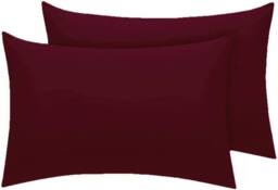 Homes-Linen Luxury Percale Polycotton Housewife Pillowcases 50x75cm Pack of 2 in Wine - Size: Standard Pillow Case - thumbnail 1