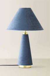 ValueLights Martha Conical Lamp Shade Velvet Boucle Full Fabric Table Lamp in Navy - thumbnail 3