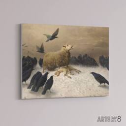 "Artery8 Schenck Anguish Sheep & Murder Of Crows Canvas Wall Art Print in Brown - Size: W18"" x H24""" - thumbnail 2