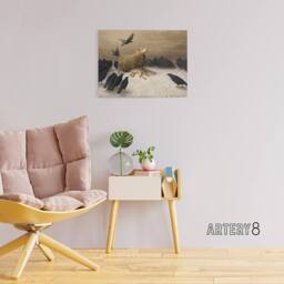 "Artery8 Schenck Anguish Sheep & Murder Of Crows Canvas Wall Art Print in Brown - Size: W18"" x H24""" - thumbnail 3