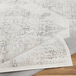 Livabliss Roma-Vintage Off-White Grey Charcoal Traditional Boho Living Dining Bedroom Rug in Cream - Size: 200 cm x 200 cm - thumbnail 4