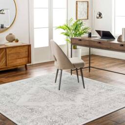 Livabliss Roma-Vintage Off-White Grey Charcoal Traditional Boho Living Dining Bedroom Rug in Cream - Size: 200 cm x 200 cm - thumbnail 7