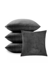 KDMD 4 Pack Velvet Cushion Covers Square Pillow Dr 45x45cm in Grey - Size: 45x45 cm - thumbnail 4