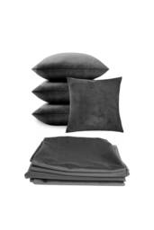 KDMD 4 Pack Velvet Cushion Covers Square Pillow Dr 45x45cm in Grey - Size: 45x45 cm - thumbnail 3