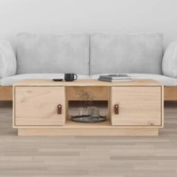 Berkfield Home Coffee Table 100x50x35 cm Solid Wood Pine in Light Sand - Size: 100 x 50 x 35 cm - thumbnail 2
