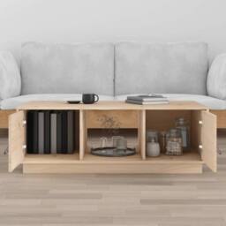 Berkfield Home Coffee Table 100x50x35 cm Solid Wood Pine in Light Sand - Size: 100 x 50 x 35 cm - thumbnail 3