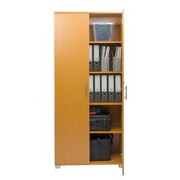 Moderna Storage Cabinet, Beech, Filing Cabinet, 4 Shelves, Lockable 2 Door, Tall Office Cupboard in Brown - thumbnail 3