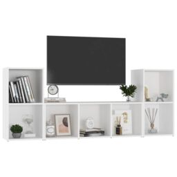 Berkfield Home 3 Piece TV Cabinet Set White Engineered Wood - thumbnail 3