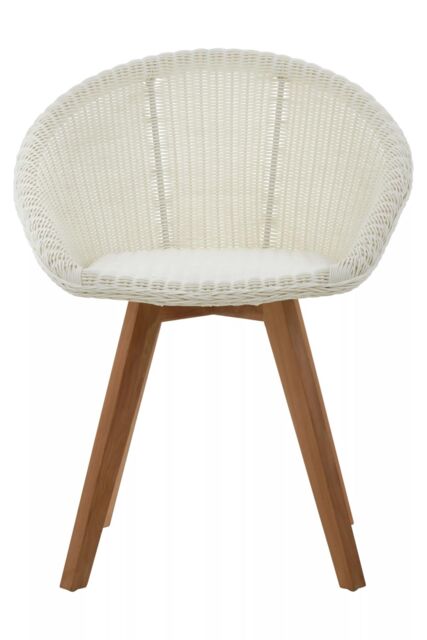 Orsina Modern Design Lounge Chair, Comfortable White Faux Rattan Upholstered Armless Chair, Sturdy Wooden Chair in Brown - image 1