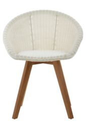 Orsina Modern Design Lounge Chair, Comfortable White Faux Rattan Upholstered Armless Chair, Sturdy Wooden Chair in Brown - thumbnail 7