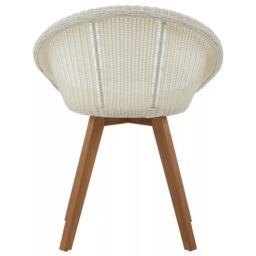 Orsina Modern Design Lounge Chair, Comfortable White Faux Rattan Upholstered Armless Chair, Sturdy Wooden Chair in Brown - thumbnail 4
