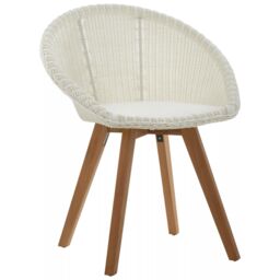 Orsina Modern Design Lounge Chair, Comfortable White Faux Rattan Upholstered Armless Chair, Sturdy Wooden Chair in Brown - thumbnail 2