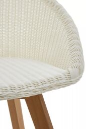 Orsina Modern Design Lounge Chair, Comfortable White Faux Rattan Upholstered Armless Chair, Sturdy Wooden Chair in Brown - thumbnail 6