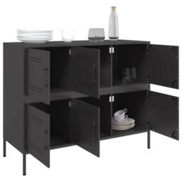 Berkfield Home Sideboard Black 100.5x39x79 cm Steel - thumbnail 5