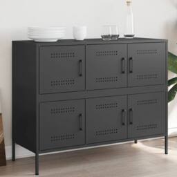 Berkfield Home Sideboard Black 100.5x39x79 cm Steel - thumbnail 1
