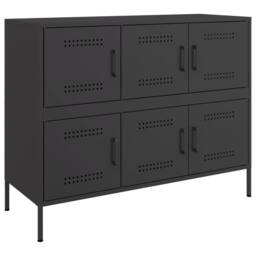 Berkfield Home Sideboard Black 100.5x39x79 cm Steel - thumbnail 2