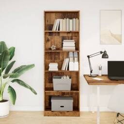 Berkfield Home Decorative Bookcase Old Wood 60x24x176 cm Engineered Wood in Brown - Size: 60 x 24 x 176 cm - thumbnail 1