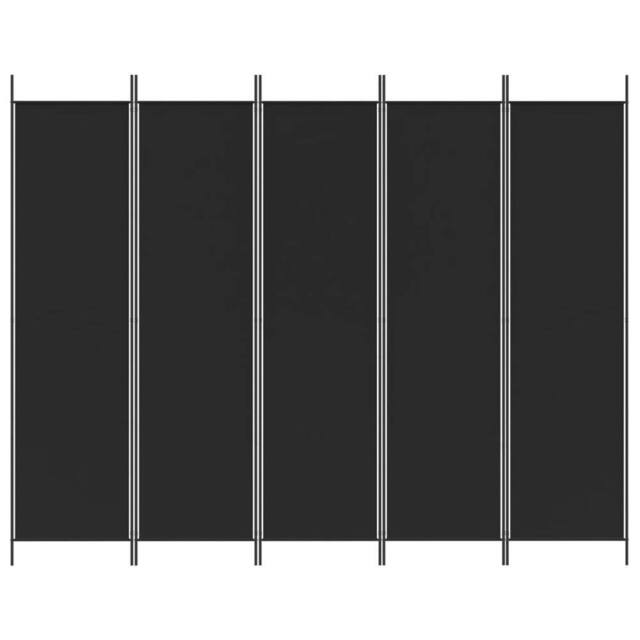 Berkfield Home Durable 5-Panel Room Divider Black 250x200 cm Fabric - image 1