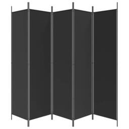 Berkfield Home Durable 5-Panel Room Divider Black 250x200 cm Fabric - thumbnail 4