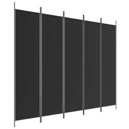 Berkfield Home Durable 5-Panel Room Divider Black 250x200 cm Fabric - thumbnail 3