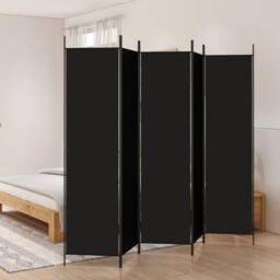 Berkfield Home Durable 5-Panel Room Divider Black 250x200 cm Fabric - thumbnail 2