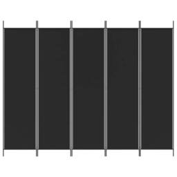 Berkfield Home Durable 5-Panel Room Divider Black 250x200 cm Fabric