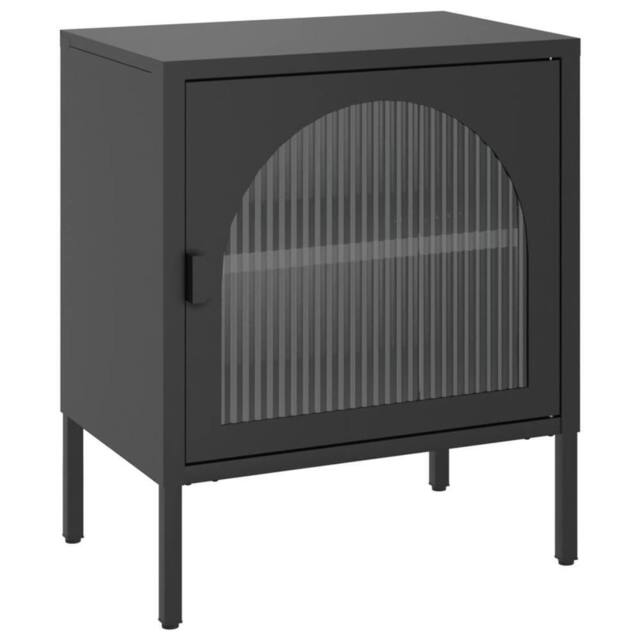 Berkfield Home Nightstands 2 pcs Black 50x35x60 cm Glass & Steel - Size: 50 x 35 x 60 cm - image 1