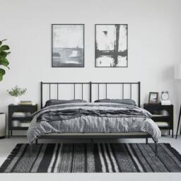 Berkfield Home Nightstands 2 pcs Black 50x35x60 cm Glass & Steel - Size: 50 x 35 x 60 cm - thumbnail 2