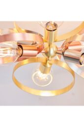 Netlighting Hoop Multi Arm Semi Flush Ceiling Light Satin Brass Brushed Copper Plate in Gold - thumbnail 6