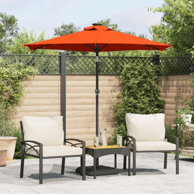 Berkfield Home Garden Parasol with LEDs & Steel Pole Terracotta 225x225x212cm in Orange - Size: 225 x 225 x 212 cm - image 1