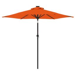 Berkfield Home Garden Parasol with LEDs & Steel Pole Terracotta 225x225x212cm in Orange - Size: 225 x 225 x 212 cm - thumbnail 5