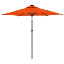 Berkfield Home Garden Parasol with LEDs & Steel Pole Terracotta 225x225x212cm in Orange - Size: 225 x 225 x 212 cm - thumbnail 6