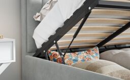Bedmaster Rhodes Velvet Ottoman Bed & Neptune Spring Mattress in Light Grey - Size: Double - thumbnail 7