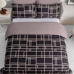 Pamposh Double Brushed Microfibre Duvet Cover Sets in Light Brown - Size: Super King - thumbnail 4