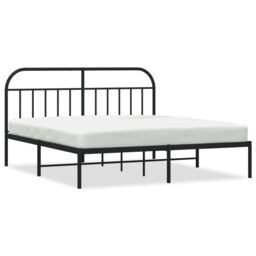 Berkfield Home Metal Bed Frame with Headboard Black 180x200 cm Super King - thumbnail 2