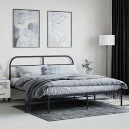 Berkfield Home Metal Bed Frame with Headboard Black 180x200 cm Super King - thumbnail 3