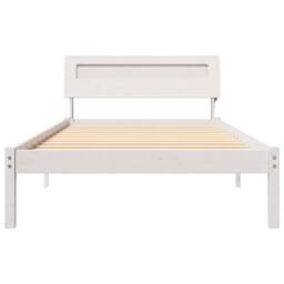 Berkfield Home with LED Strip Lights with Headboard White 90 x 190 cm Solid pine wood - thumbnail 5