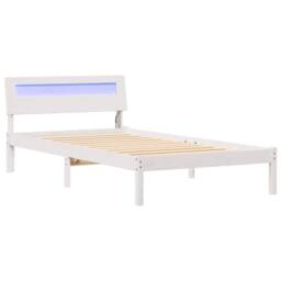 Berkfield Home with LED Strip Lights with Headboard White 90 x 190 cm Solid pine wood - thumbnail 1