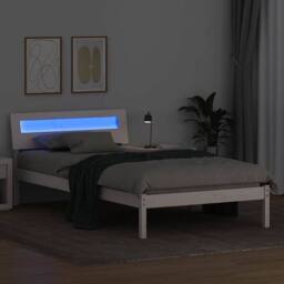 Berkfield Home with LED Strip Lights with Headboard White 90 x 190 cm Solid pine wood - thumbnail 4