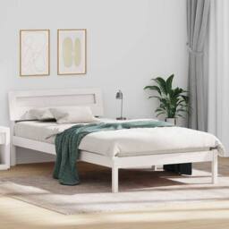 Berkfield Home with LED Strip Lights with Headboard White 90 x 190 cm Solid pine wood - thumbnail 2