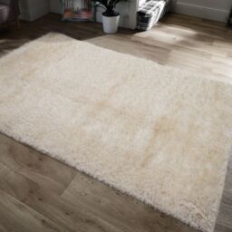 Home Republic Majestic Shaggy Textured Fluffy Rug in Cream - Size: 60 cm x 100 cm - thumbnail 1