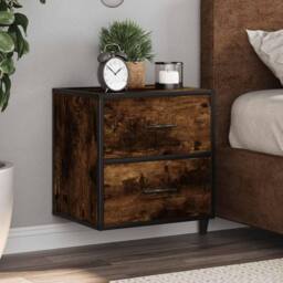 Berkfield Home Durable Wall-mounted Bedside Cabinet Smoked Oak 40x31x39.5 cm in Brown - thumbnail 2